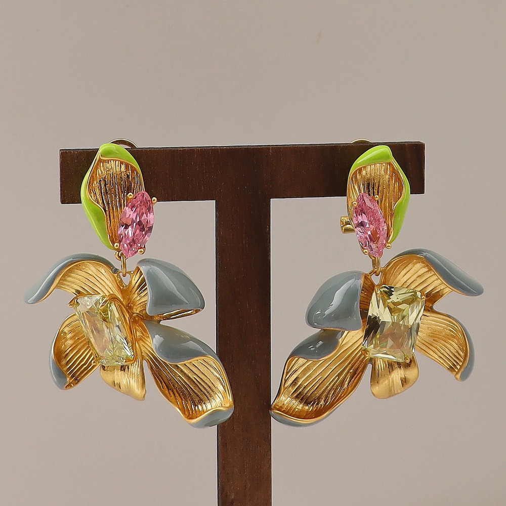 Kate SPADE Flower Dopamine Earrings Colorful Enamel Zircon Stud